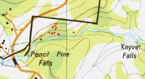 Wombat Burrows Map, Knyvet Falls